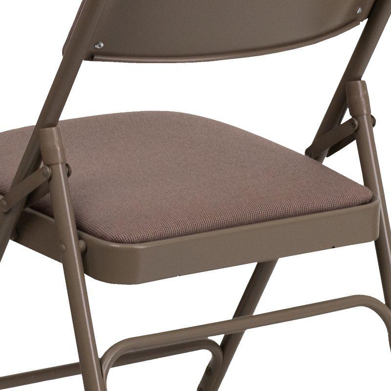 Emma and Oliver 2 Pack Curved Triple Braced Beige Fabric Metal Folding Chair