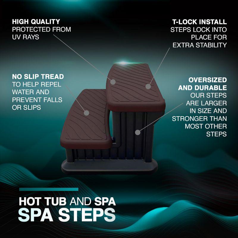 Puri Tech Universal Spa & Hot Tub Outdoor Steps No Slip Grip Support - Espresso with Black