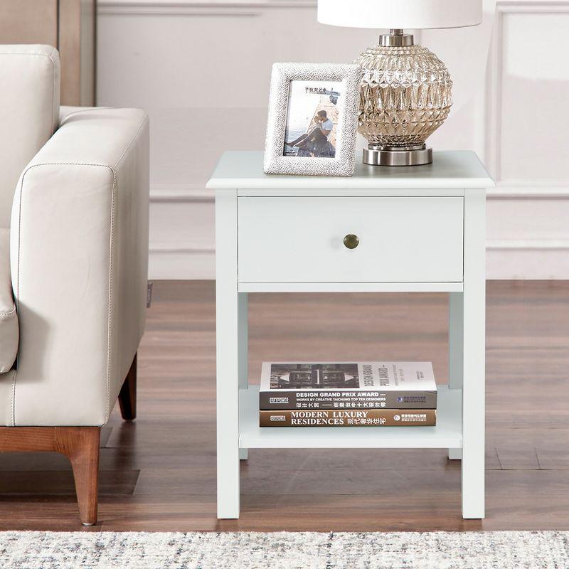 Costway End Table Nightstand Storage Display Drawer Shelf Beside Bedroom White