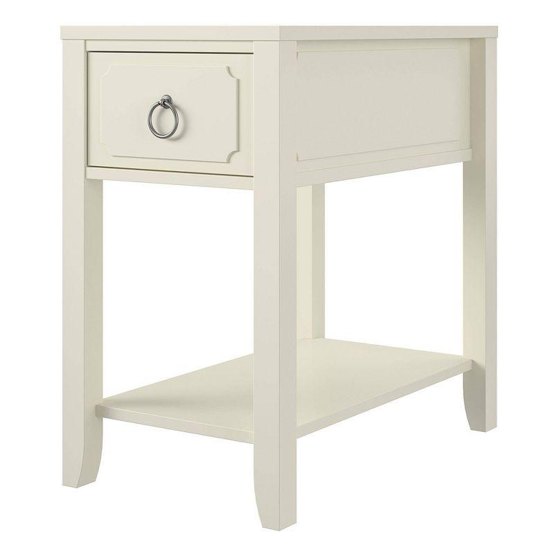 Majesty White Rectangular Side Table with Storage