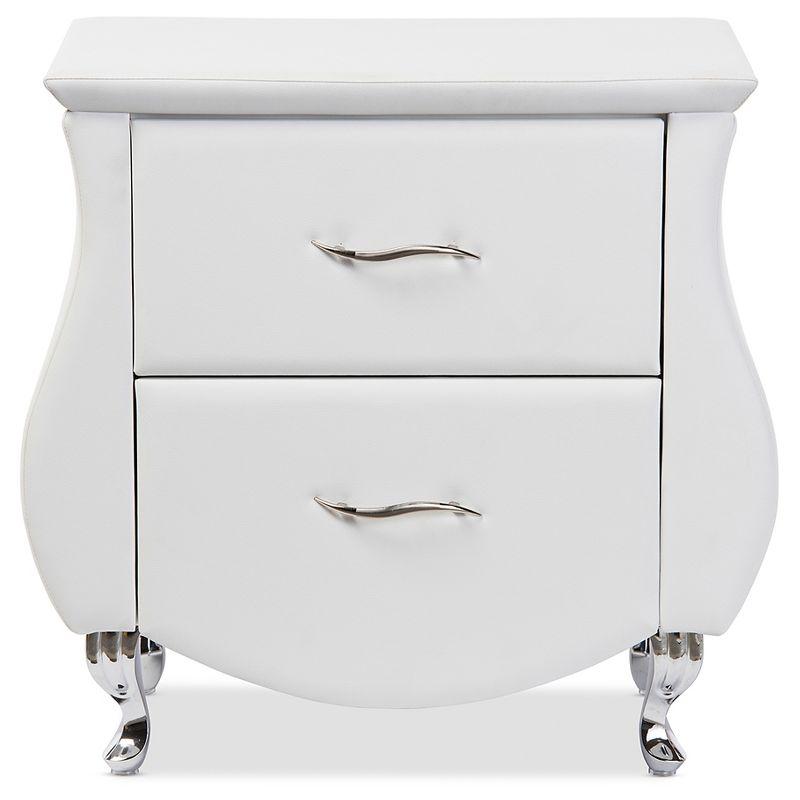 Baxton Studio Erin Modern And Contemporary Faux Leather Upholstered Nightstand White: Elegant Bedside Table, Hardwood Frame