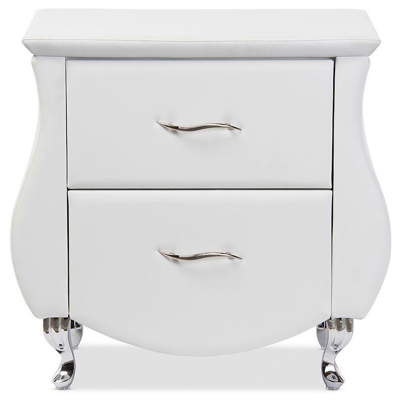 Erin Contemporary White Faux Leather 2-Drawer Nightstand