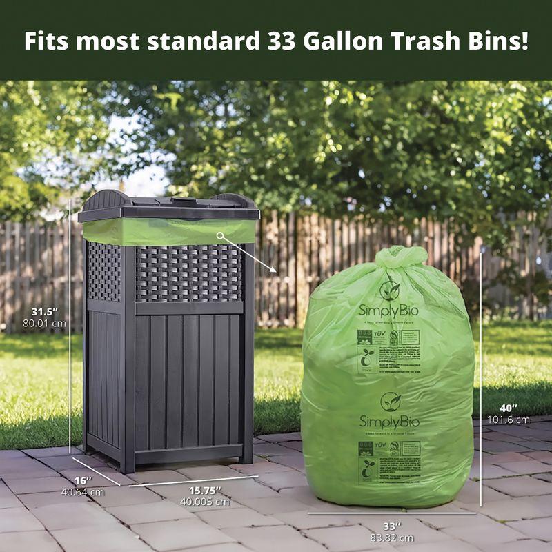 Simply Bio 33 Gallons PLA And PBAT Based Trash Bags - 30 Count
