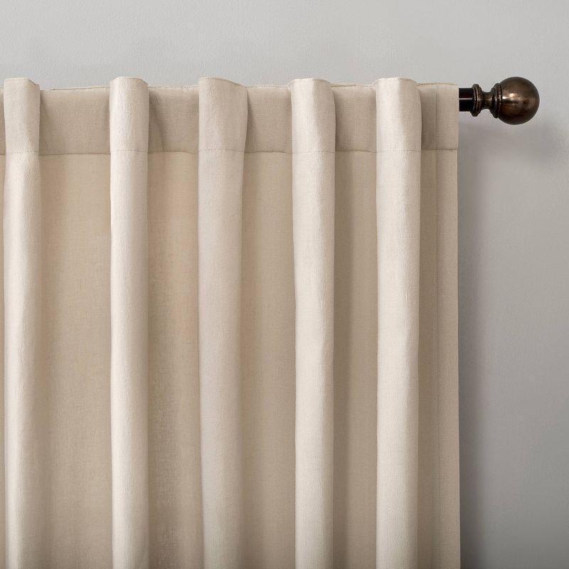 Ecru Linen Blend Light-Filtering Back Tab Curtain Panel