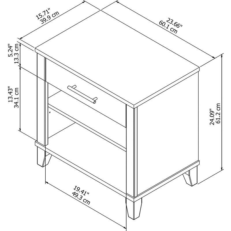 Ash Gray Transitional Engineered Wood Nightstand with Satin Nickel Hardware