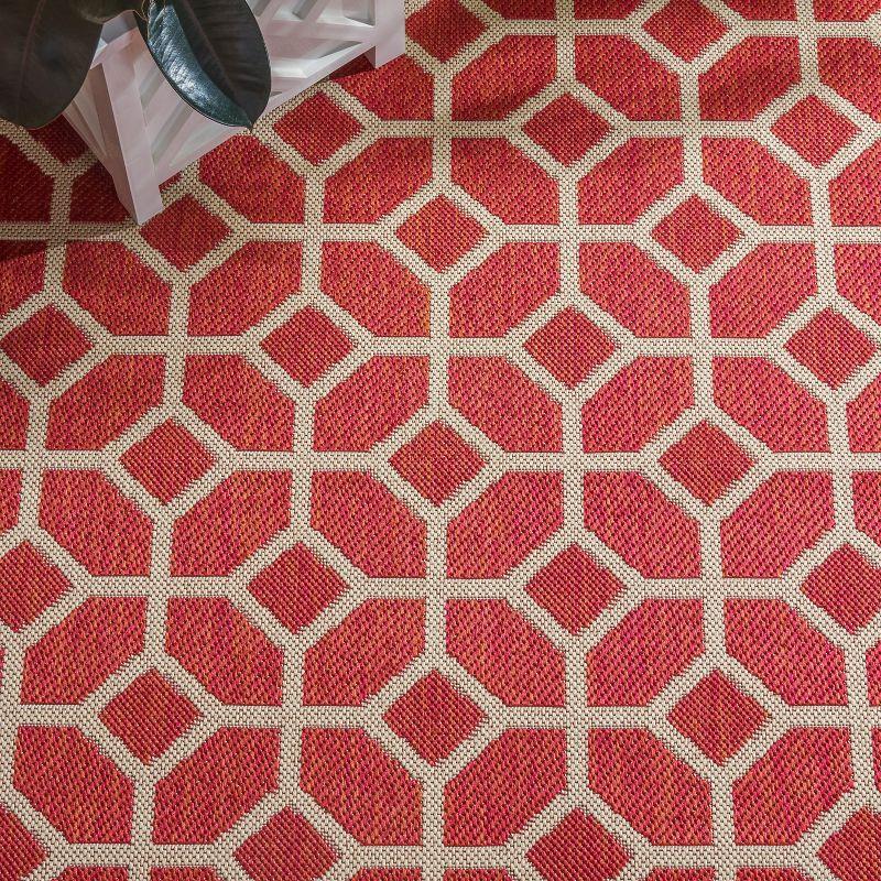 Beach House BHS127 POWER LOOMED Indoor/Outdoor Runner Rug - Red/Creme - 2'2"x6' - Safavieh
