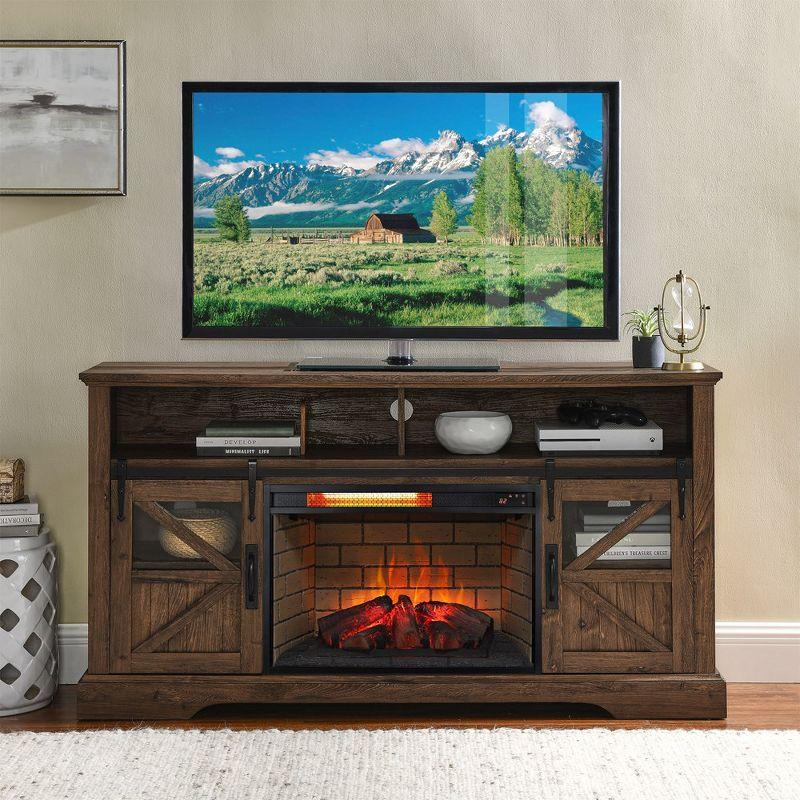 26 Inch Infrared Quartz Heater Fireplace Insert -woodlog Version with Brick