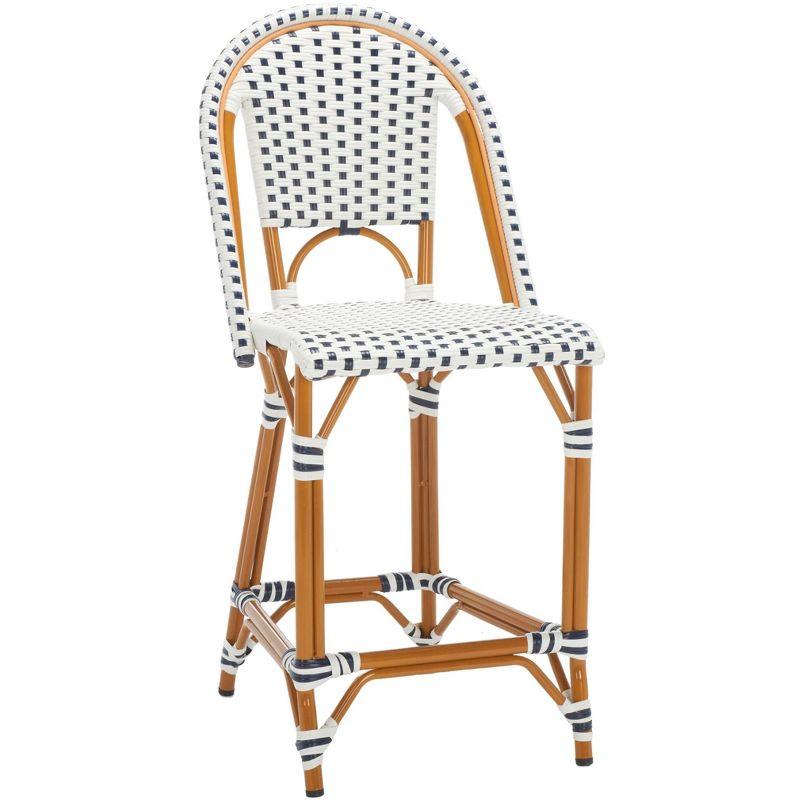 California Counter Stool - Indoor/Outdoor - PAT7532 - White/Navy - Safavieh