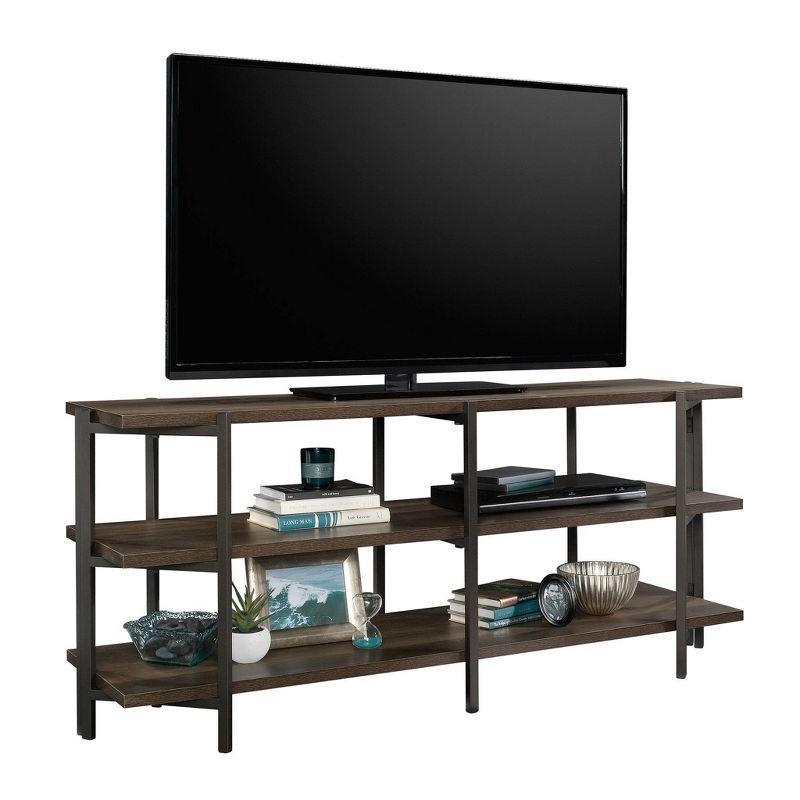 North Avenue TV Stand for TVs up to 54" Smoked Brown - Sauder: Durable Metal Frame, Open Shelving