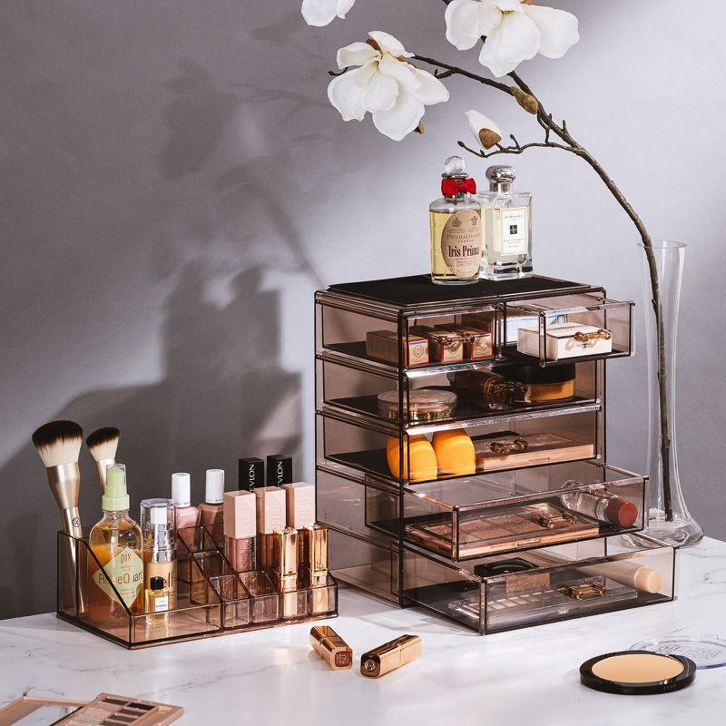 Sorbus Clear Makeup & Jewelry Organizer & Display (4 Large, 2 Small Drawers) Brown