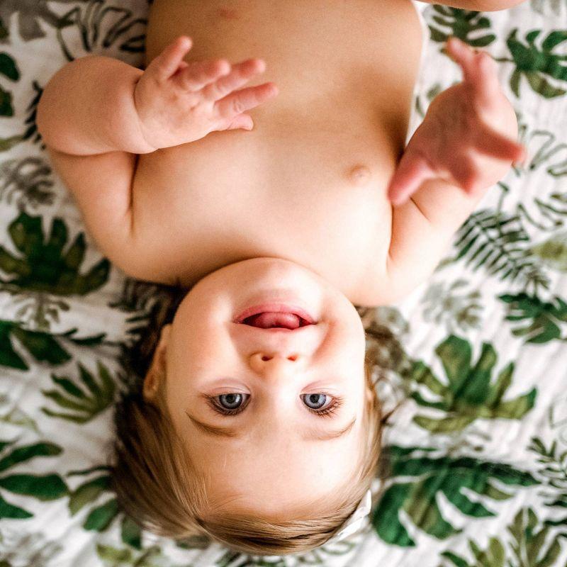 Little Unicorn Cotton Muslin Quilt Blanket - Tropical Leaf