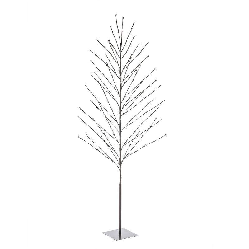 LuxenHome Lighted LED 5.9Ft Brown Birch Twig Tree Decoration, Artificial Birch Tree with Metal Base