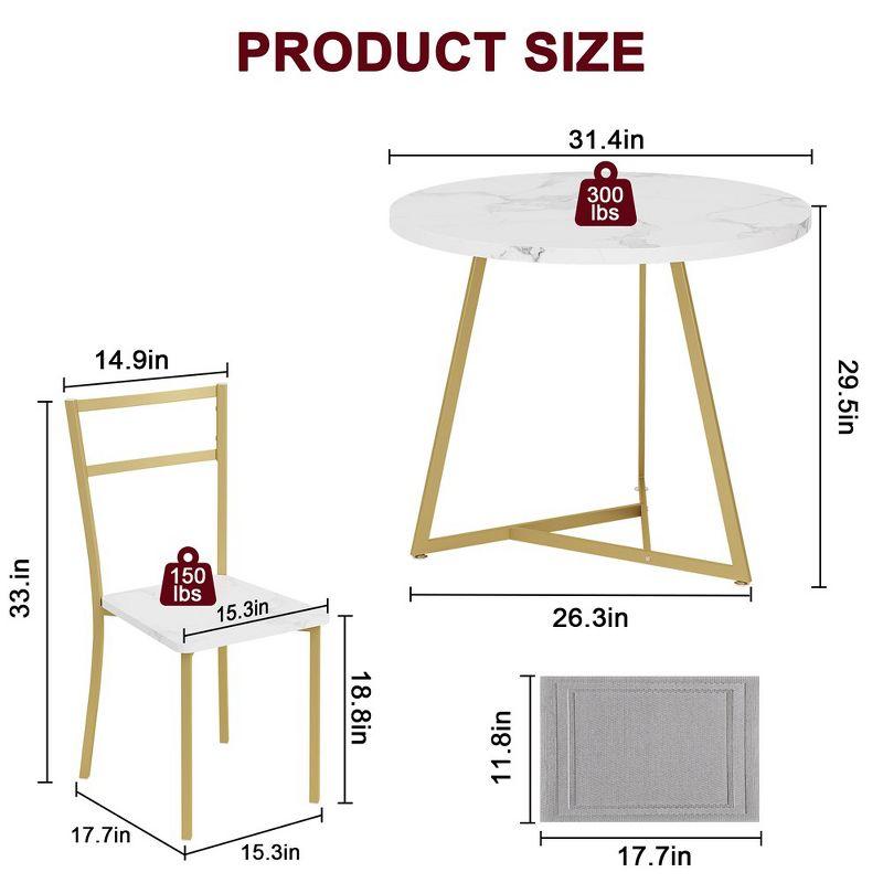 Dining Table Set for 2, Kitchen Table & Chair Sets for 2, Round Kitchen Table for Small Space, Apartment, Breakfast Nook