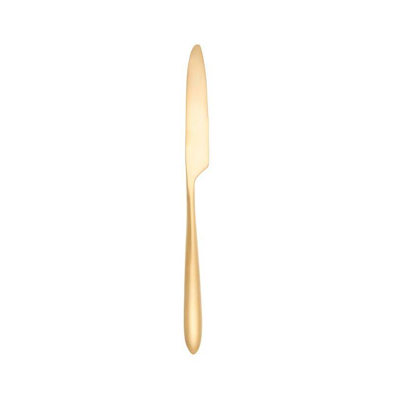Fortessa Tableware Solutions 5pc Velo Brushed Gold Plated Flatware Set: 18/10 Stainless Steel, Dishwasher-Safe, Service for 1