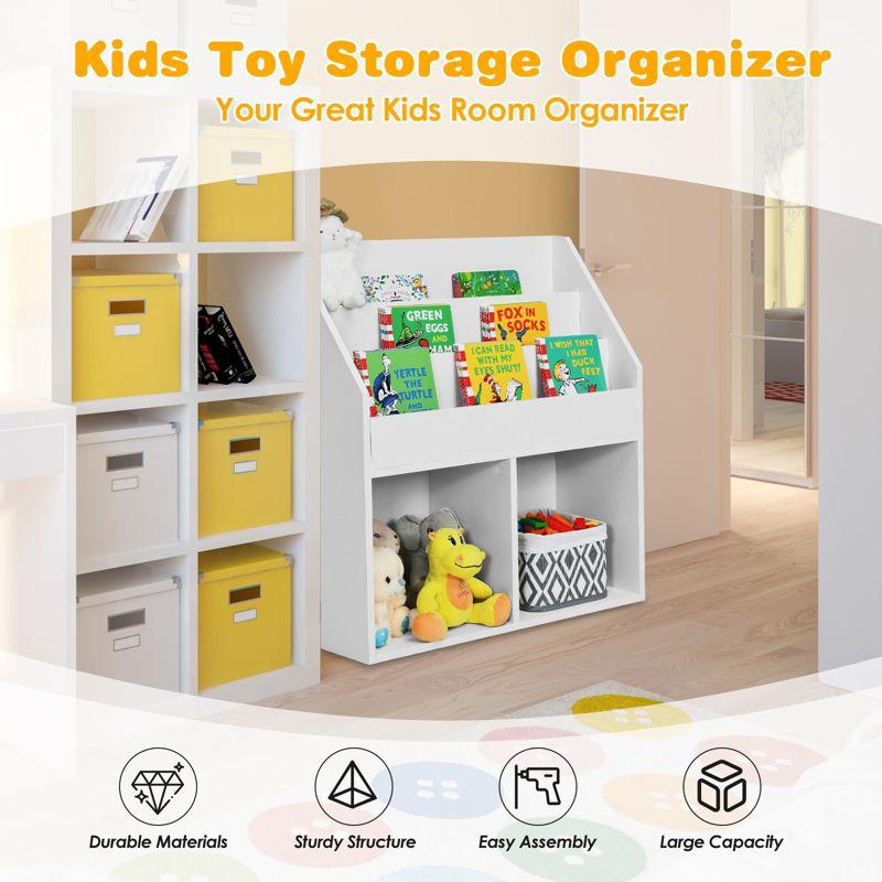 Tangkula Kids Wooden Bookshelf Bookcase Display Rack Toy Storage Cabinet Organizer Holder for Kids Room&Nursery