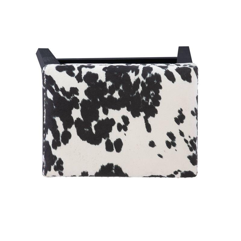 Walt Black Cow Print Backless Wood Bar Stool