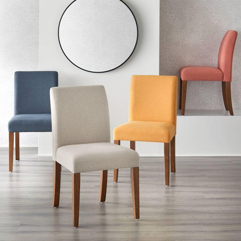 Buylateral Set of 2 Estelle Armless Upholstered Dining Chairs Slate Blue: Upholstered, Rubberwood Frame, Foam Filled