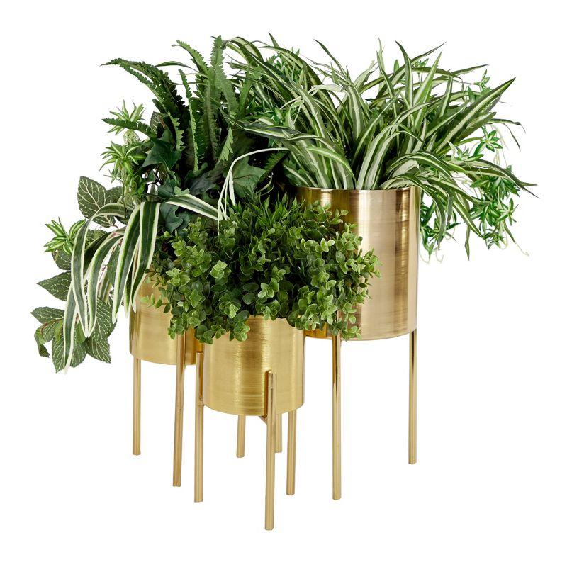 Set of 3 Contemporary Metal Planters in Stands - Olivia & May