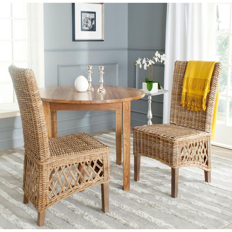 Sumatra High-Back Rattan Cane Side Chair, Brown, Set of 2