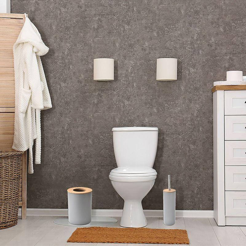Evideco French Home Goods Gray Toilet Brush and Holder Set Padang with Bamboo Top - Stylish Bathroom Cleaning Solution for Modern Homes
