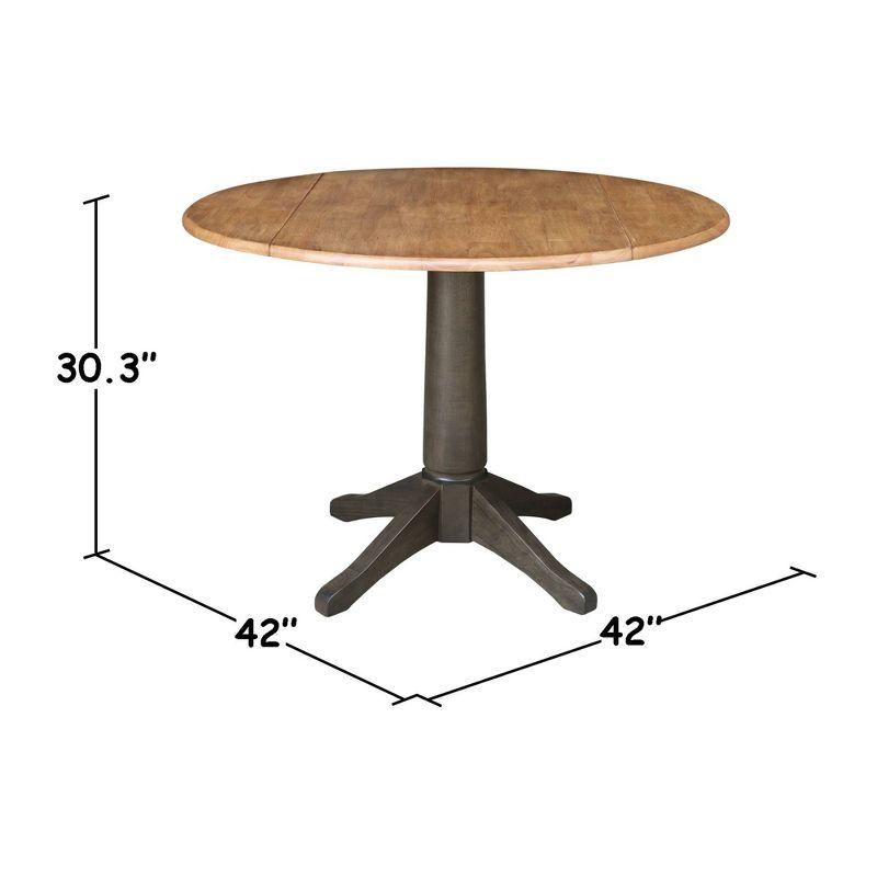 42" Alexandra Pedestal Dining Table with Dual Drop Leaf - International Concepts: Rubberwood Construction