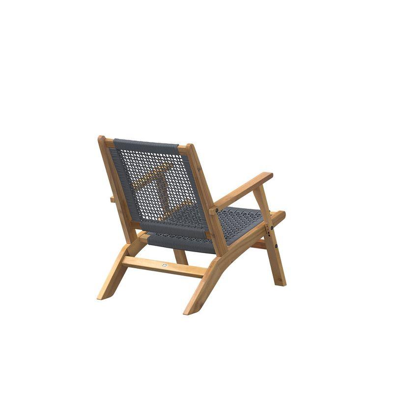 Balkene Home Patio Sense Vega Natural Stain Chair ,Acacia Wood Construction ,Woven Web Seat- Navy Blue Cording