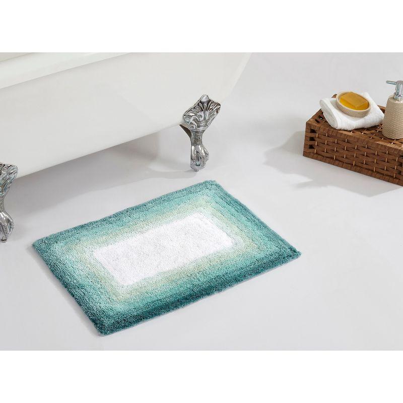 21"x34" Torrent Collection 100% Cotton Bath Rug Turquoise - Better Trends: Machine Washable, Tufted, Spray Latex Backing
