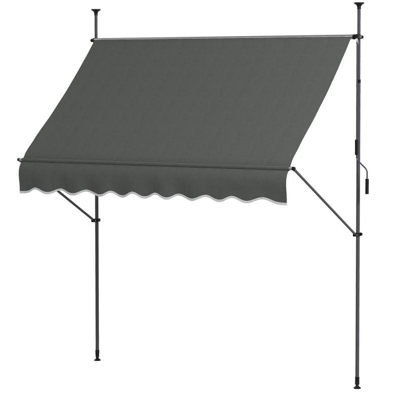 Outsunny 8' x 4' Retractable Awning, Non-Screw Patio Awning with UV Resistant Fabric, Dark Gray