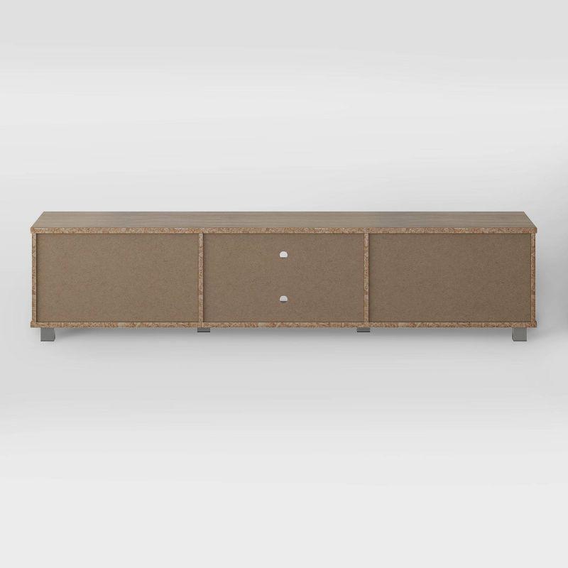 Hollywood TV Stand for TVs up to 85" with Doors Wood Grain White/Brown - CorLiving: Modern Media Console, Laminated MDF