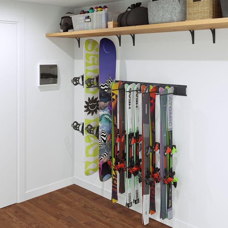 Garage Shelving Wall Organizer for Sports Equipment or Yard Tools - Ski or Snowboard Wall Mount - Storage Rack with 265lbs Capacity by Rad Sportz