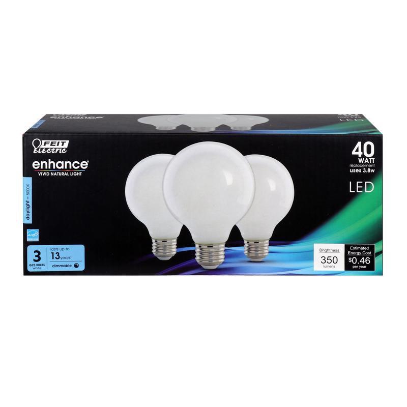 White Frosted Dimmable LED Bulbs, 3-Pack, Energy Star