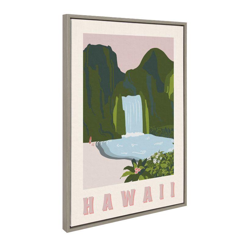 Hawaii Travel Poster Framed Canvas, 23x33, Gray