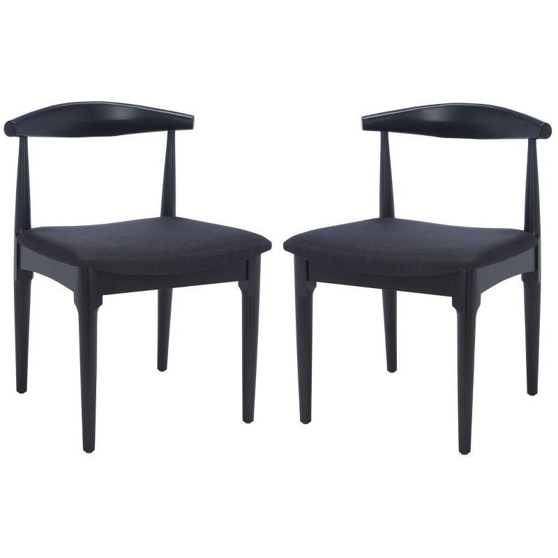 Lionel Retro Black Upholstered Wood Dining Chair Set