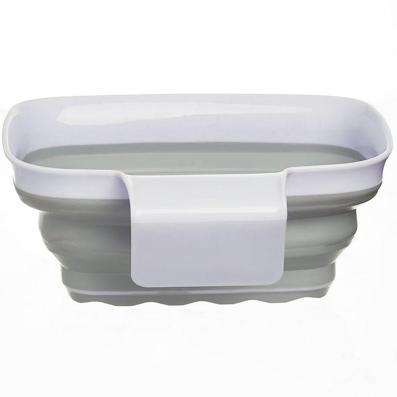 Compact Gray and White Collapsible Silicone Colander Strainer