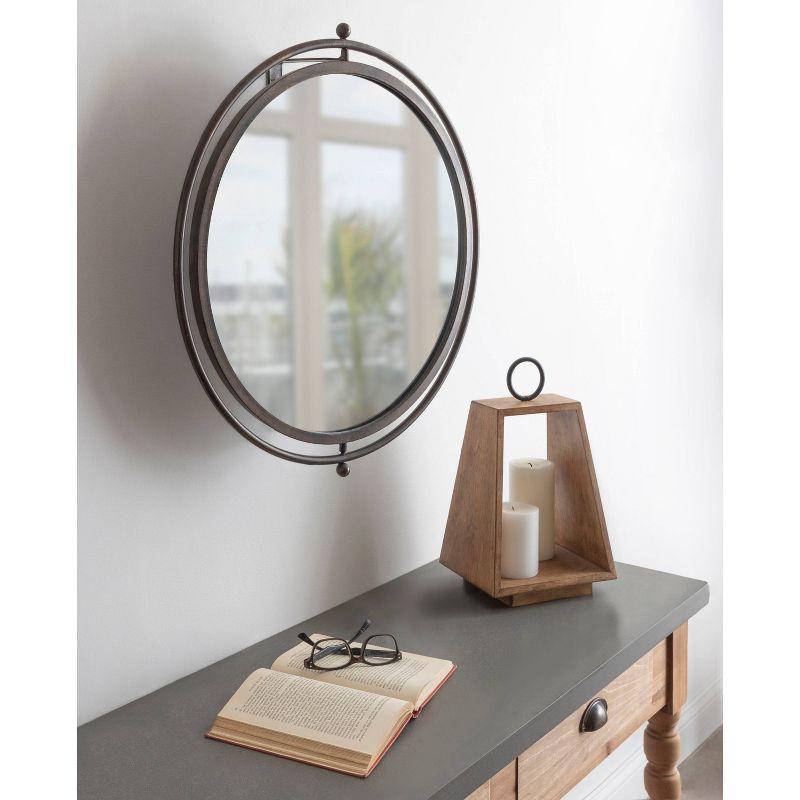 21"x23" Baron Pivot Decorative Wall Mirror Silver - Kate & Laurel All Things Decor: Swivel Rod, Easy Mount