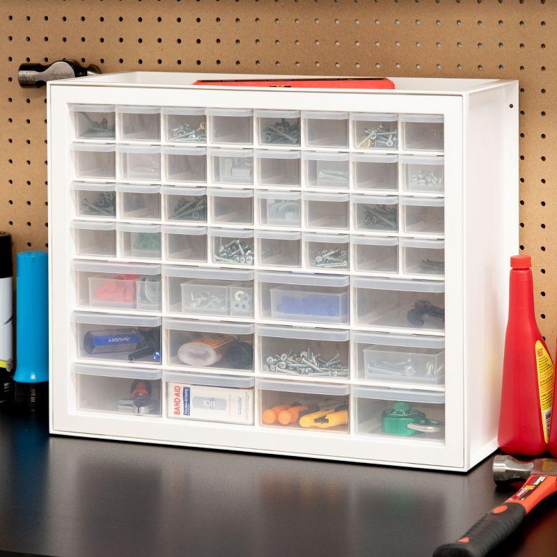 IRIS USA 44 Drawer Stackable Storage Cabinet for Hardware Crafts, White Small Brick Organizer Utility Chest, Scrapbook Art Hobby Multiple Compartment