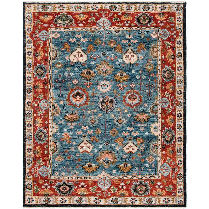 Samarkand SRK117 Hand Knotted Area Rug - Blue/Red - 6'x9' - Safavieh.