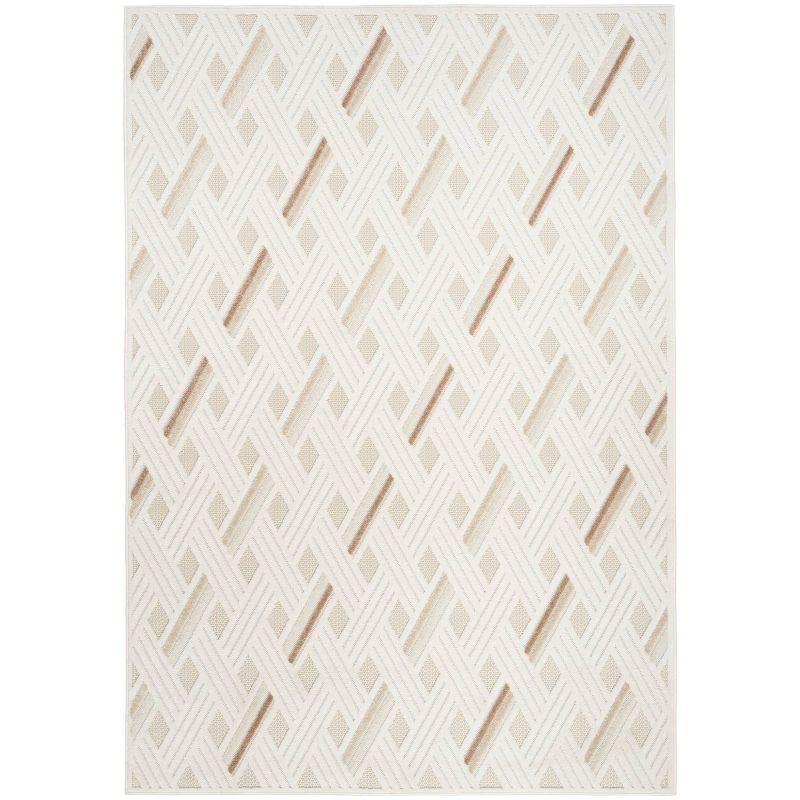 Nourison 7'10"x9'10" Care Free Lattice Machine Woven Area Rug Ivory/Beige: Geometric Low Pile Indoor Rug for Living Room
