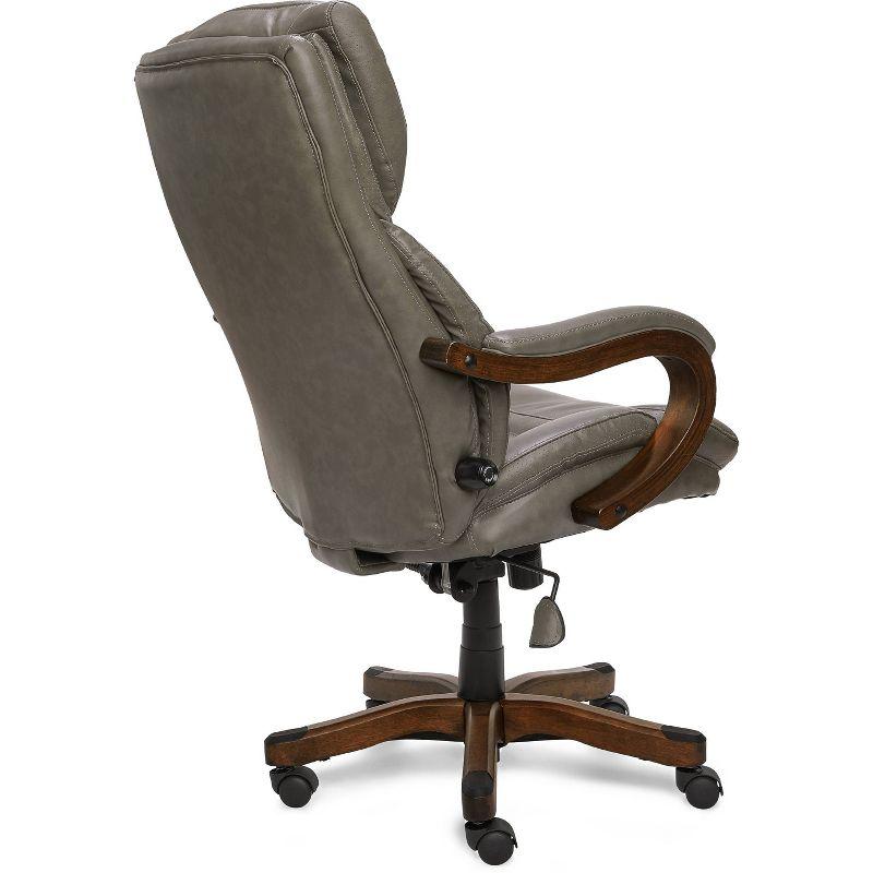 Big and Tall Executive Office Chair with Upgraded Wood Accents Mindset Gray - Serta: Bonded Leather, 350lb Capacity