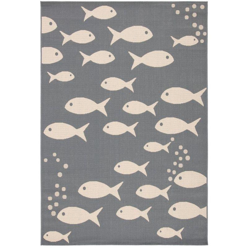 Courtyard CY6012 Power Loomed Indoor/Outdoor Area Rug - Dark Grey/Beige - 5'3"x7'7" - Safavieh.