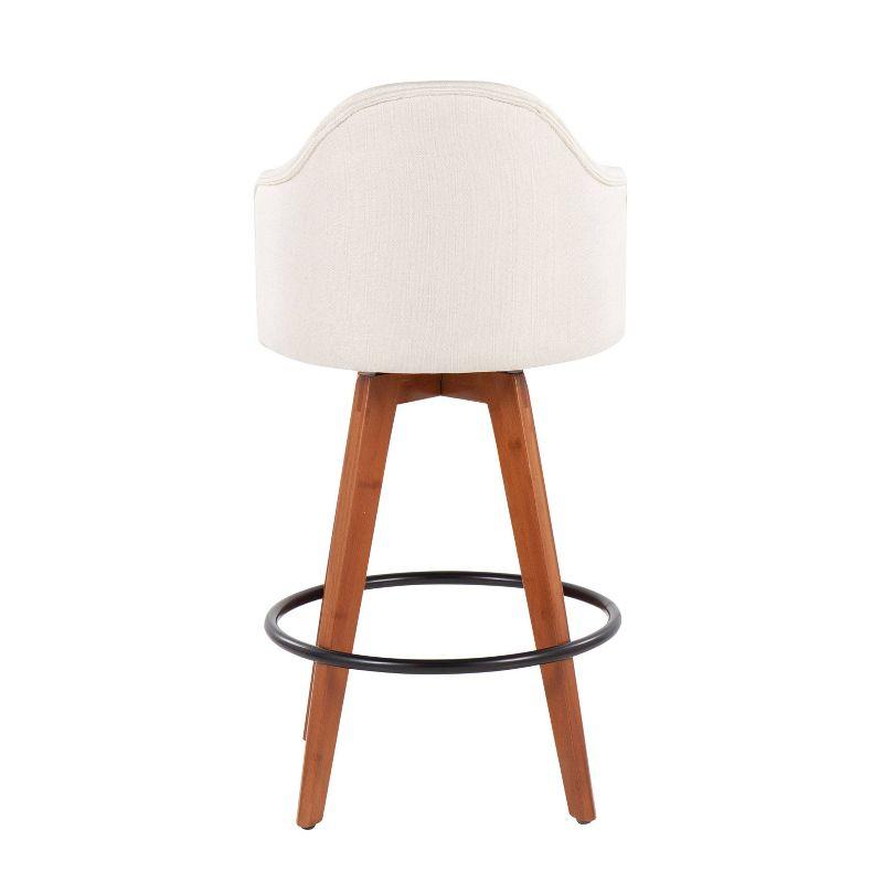 Set of 2 Ahoy Bamboo/Polyester/Metal Counter Height Barstools Walnut/Cream/Black - LumiSource