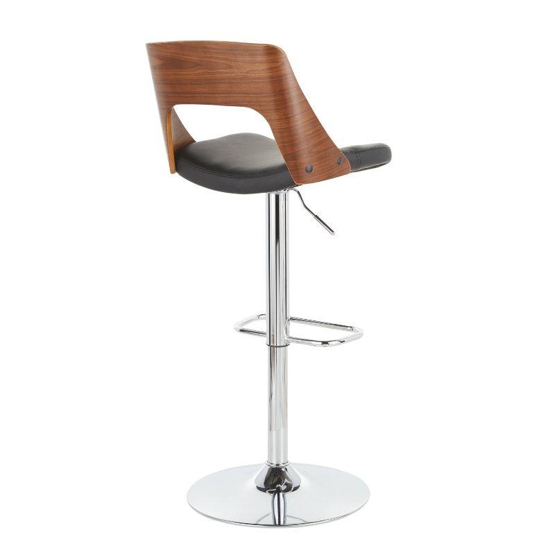 LumiSource Set of 2 Valencia Mid-Century Modern Adjustable Barstools Black: Swivel, Faux Leather Upholstery, Metal Legs