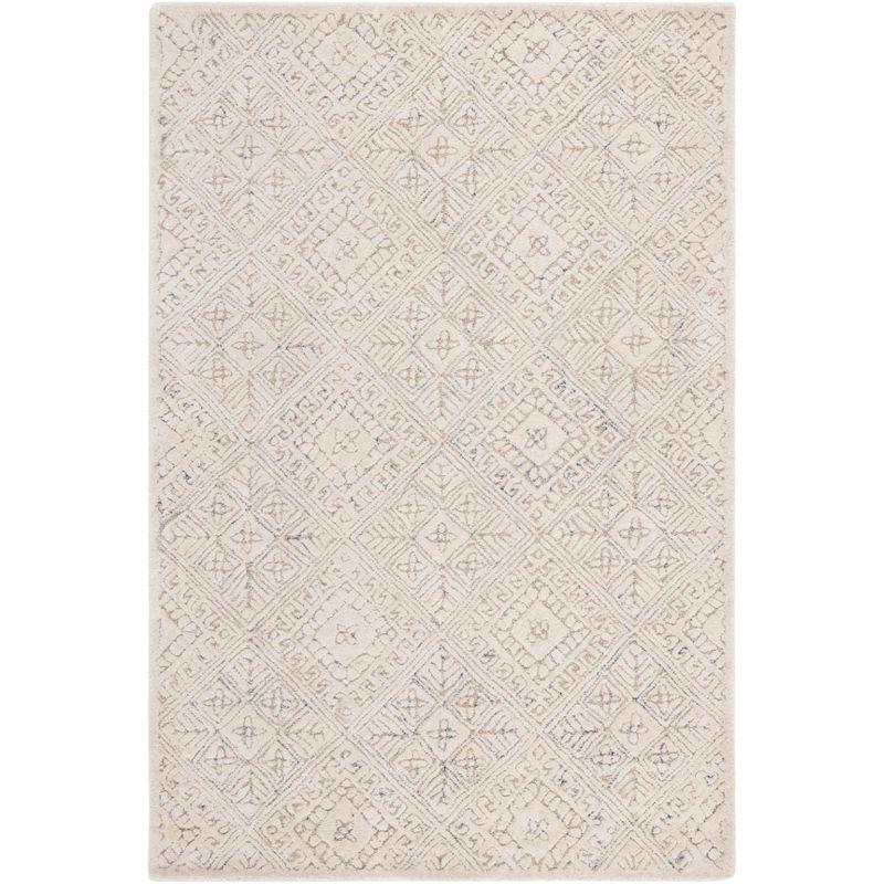 Ivory Beige Hand-Tufted Wool Area Rug 4' x 6'