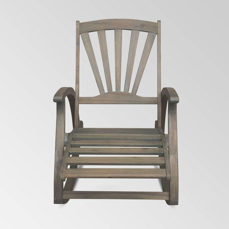 Highland Dunes Outdoor Cathleen Rocking  Solid Wood Chair