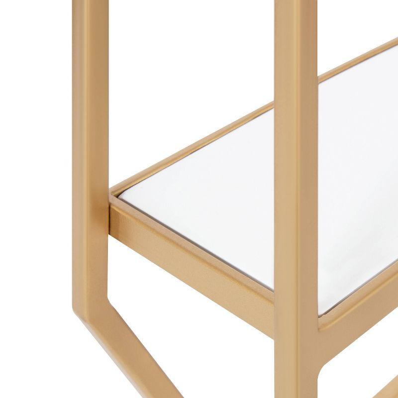 Adela White and Gold Geometric Wall Shelf