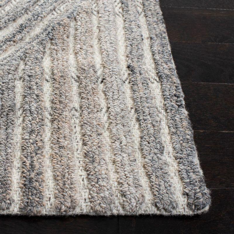 Handmade Beige Geometric Wool-Blend 6' Square Area Rug