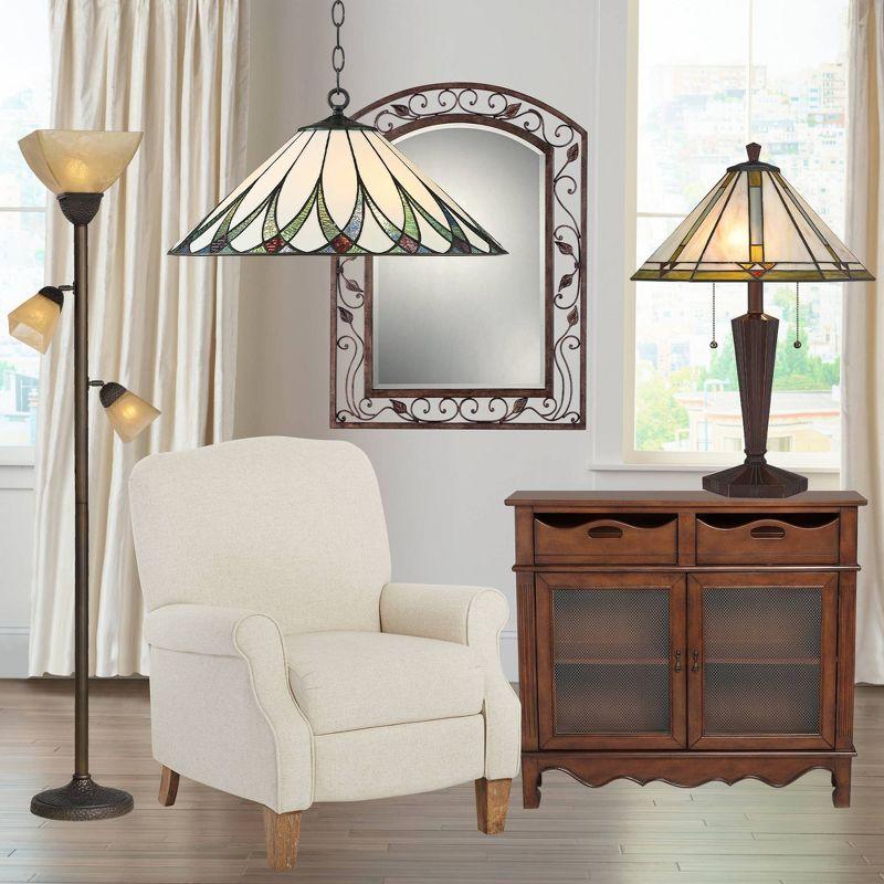 Franklin Iron Works Rustic Farmhouse Mission Torchiere Floor Lamp 71 1/2" Tall Roman Bronze 3-Light Frosted Champagne Amber Glass for Living Room