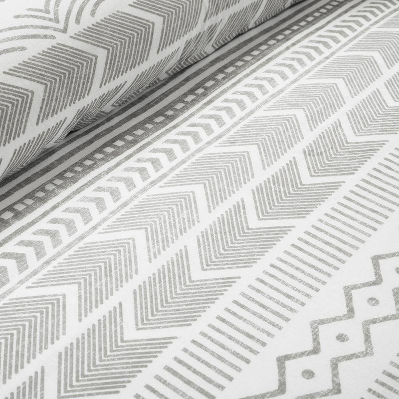 3pc King Hygge Geo Duvet & Sham Set Gray/White - Lush Décor: Cotton, Reversible, Inner Ties, 460 Thread Count