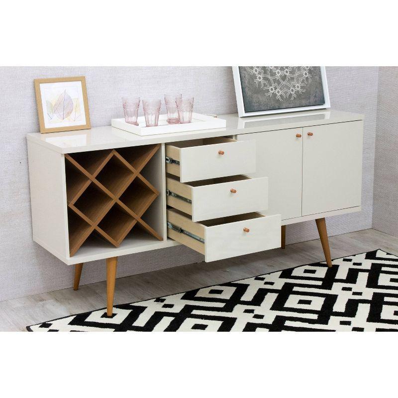 Utopia 30'' White Gloss and Maple Cream Mid-Century Wide Dresser