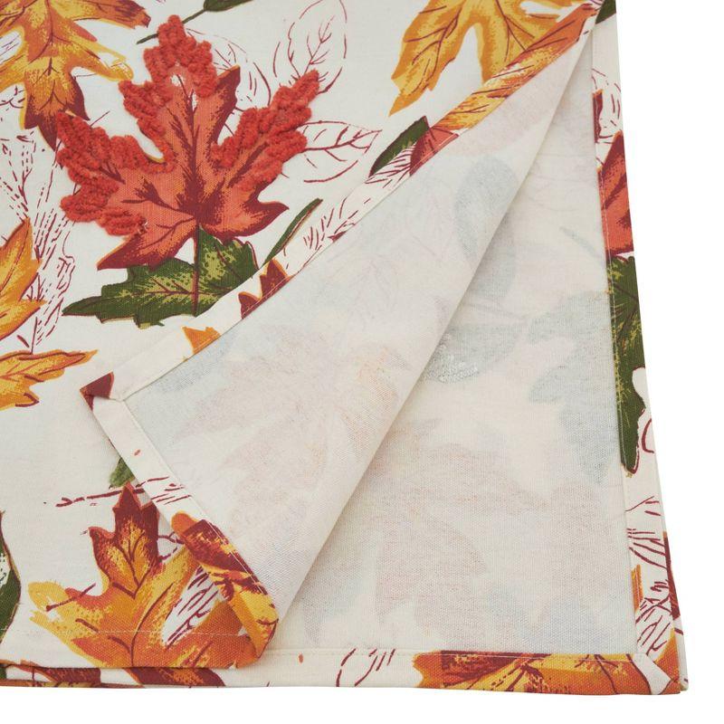 65" X 104" Embroidered Autumn Leaves Tablecloth - SARO Lifestyle: Farmhouse Style, Cotton, Hand Wash, Non-Woven Fabric